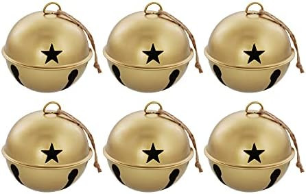Haute Decor Jingle Bell Ornaments, 3.35-inch Diameter Metal Bells, 6-Pack (Burnished Gold) | Amazon (US)
