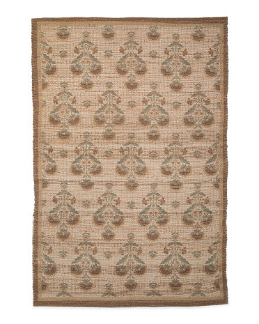 5x8 Jute And Cotton Blend Floral Print Area Rug | TJ Maxx