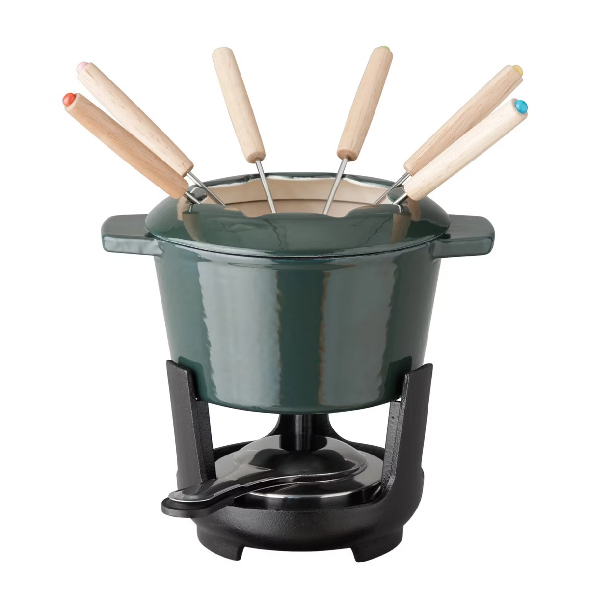Gibson Our Table 13 Piece Enameled Cast Iron Fondue Pot Set in Sycamore | Target