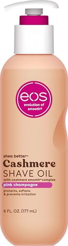 eos Cashmere Shave Oil Pink Champagne Moisturizing Soothes Prevents Irritation Razor Burn Bikini Area Approved 6 fl oz | Amazon (US)