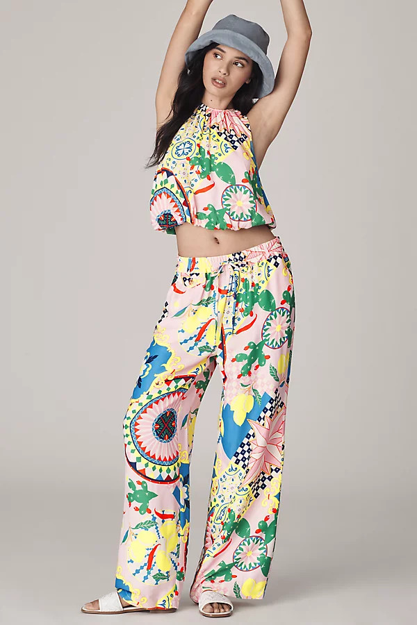 Maeve Straight-Leg Pull-On Silky Trousers | Anthropologie (UK)