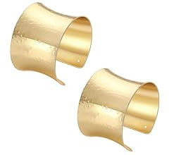 WAINIS 2 Pcs Cuff Bangle Bracelets for Women Open Wide Bracelets Gold Silver Wrist Cuff Wrap Brac... | Amazon (US)