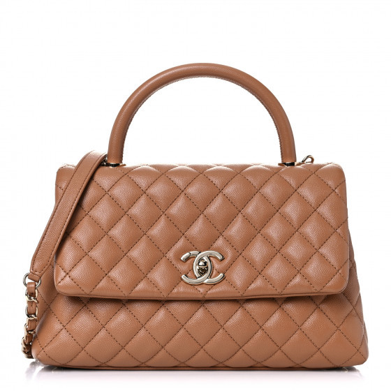 Caviar Quilted Small Coco Handle Flap Brown | FASHIONPHILE (US)