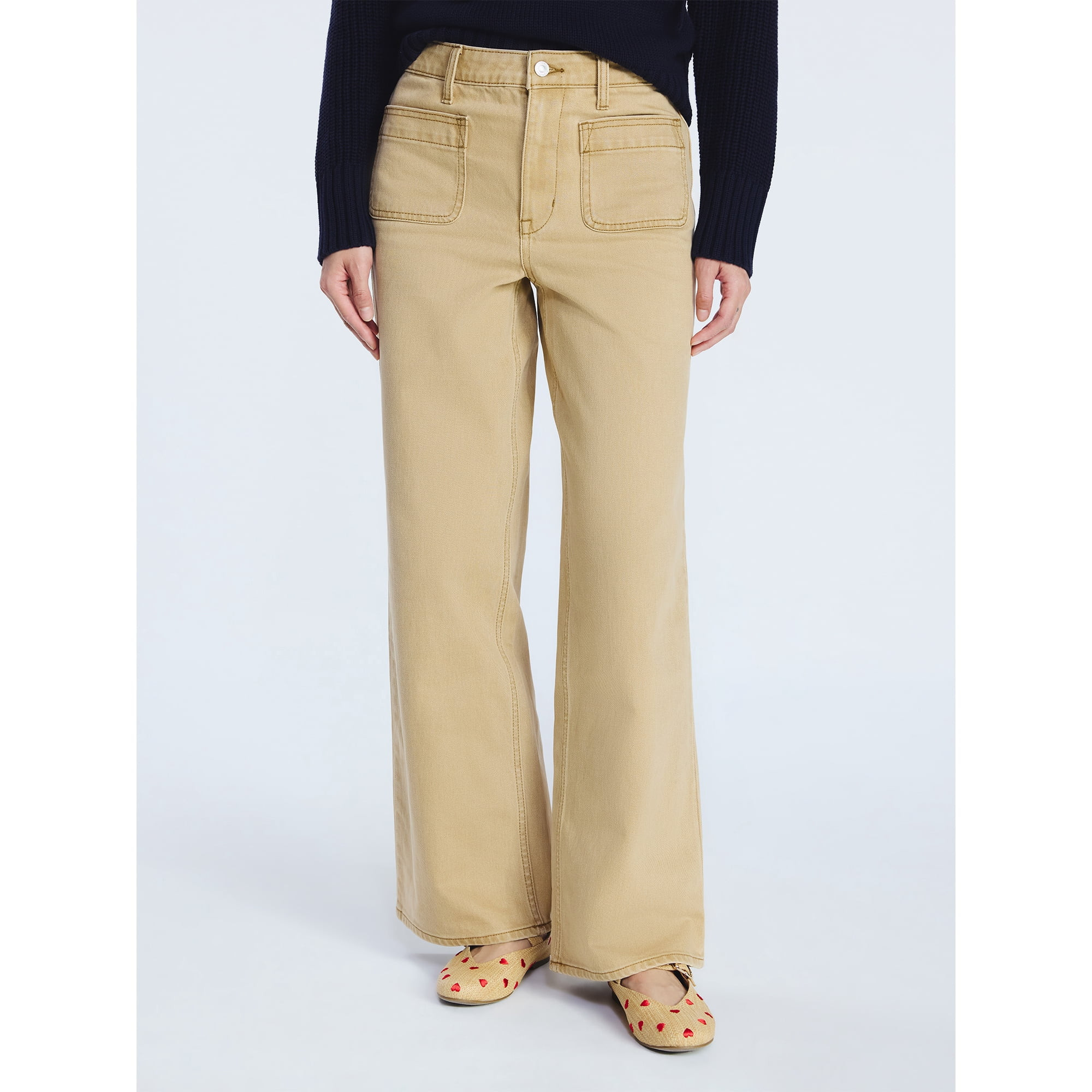 Free Assembly Women's and Women's Plus Wide Leg Jeans with Patch Pockets, 30", 32", and 34" Insea... | Walmart (US)