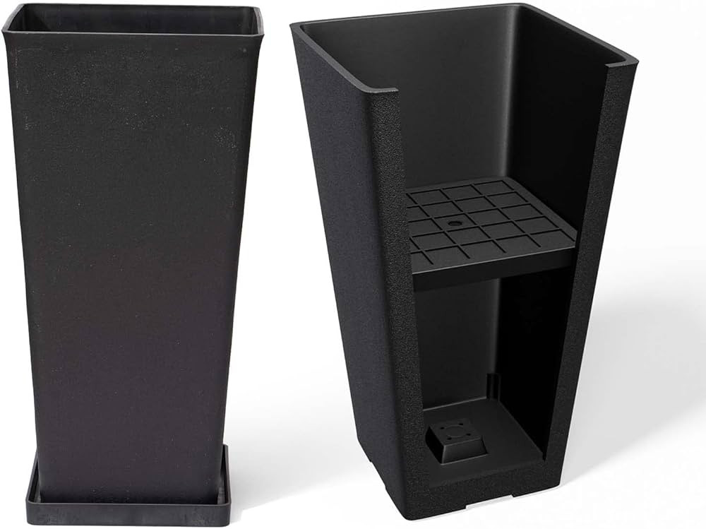 LA JOLIE MUSE 20 Inch Tall Black Planters, Rectangular Outdoor Planters Set of 2, Tapered Planter... | Amazon (US)