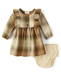 Baby Girls Matching Family Plaid Flannel Shirt Dress - sierra tan | The Children's Place