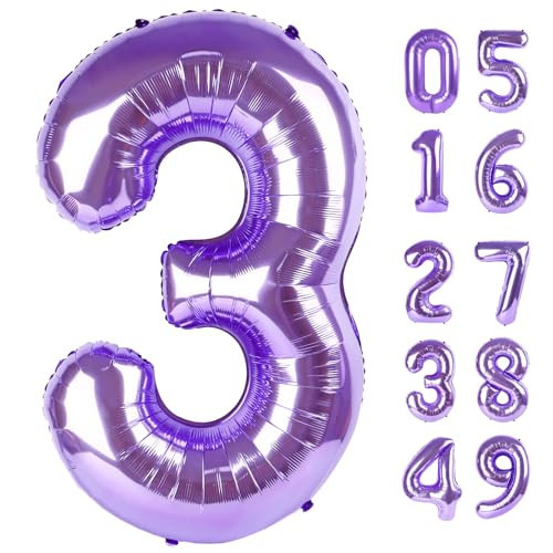 Large Purple Number 3 Balloon 40 Inch, 3 Three Wednesday Birthday Balloons,3rd 13 30 31 33 43 53 Birthday Party Decorations, Purple Birthday Parties Anniversary Graduation Supplies | Amazon (US)