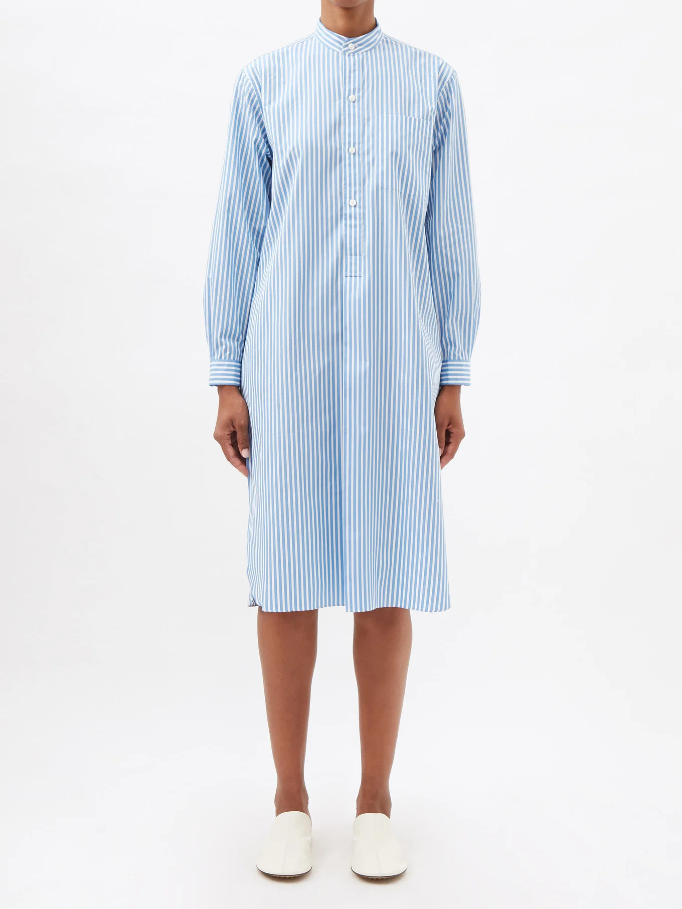 Stand-collar striped cotton-poplin shirt dress | Matches (UK)