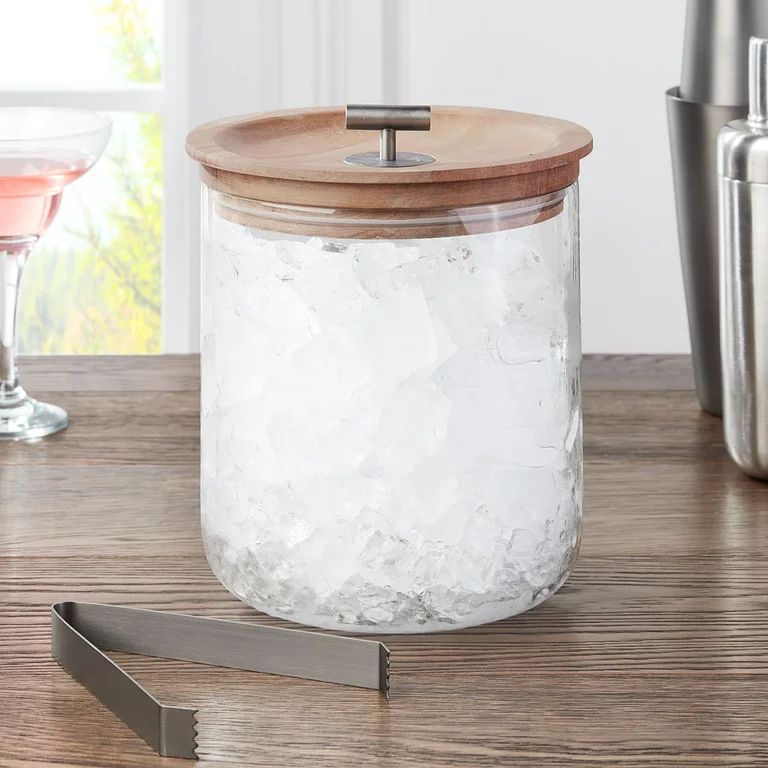 Better Homes & Gardens Clear Glass Ice Bucket with Silver Stainless Steel Tongs - Walmart.com | Walmart (US)