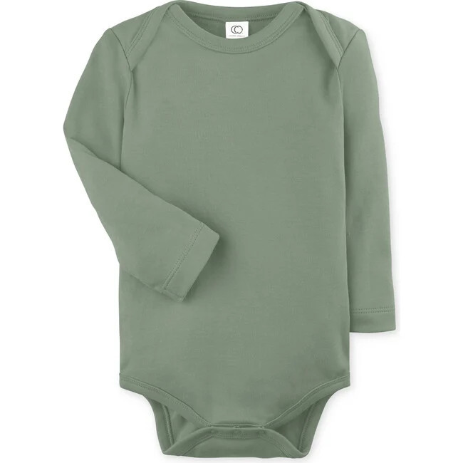 Colored Organics | Classic Long Sleeve Bodysuit, Thyme | Organic Cotton (Green, Size 12-18M) | Maisonette | Maisonette