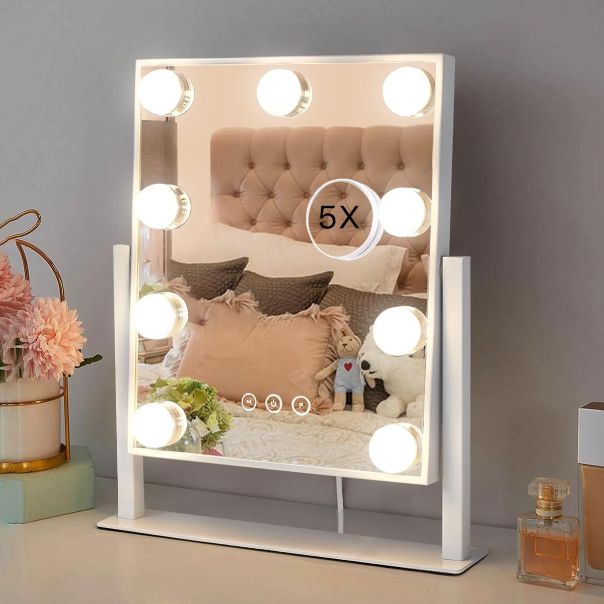 HIEEY Hollywood Vanity Mirror with Lights, Makeup 9 Dimmable Bulbs Three Color Lighting Modes, an... | Amazon (US)