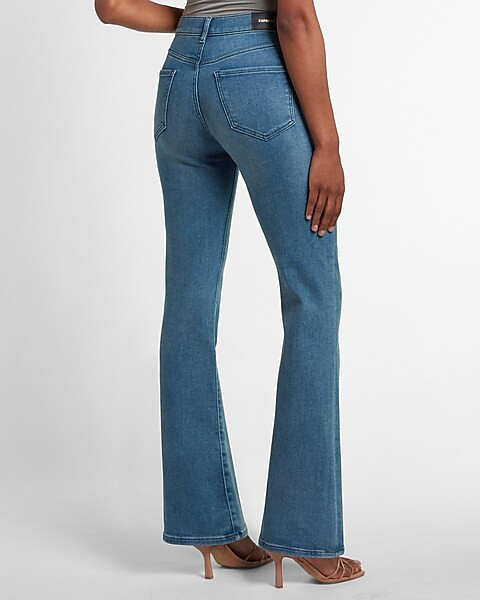 High Waisted Medium Wash Flare Jeans | Express
