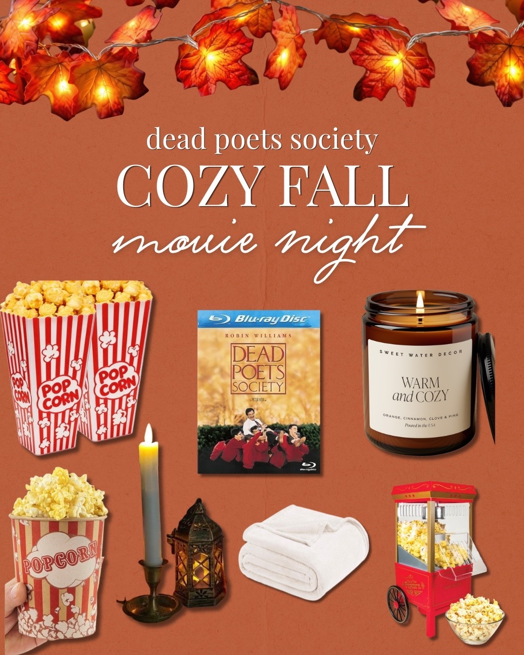 Dead Poet’s Society Cozy Fall Movie Night essentials! #movienight #movies #deadpoetssociety #cozy #cozymovienight #fall #fallmovie #fallmovienight