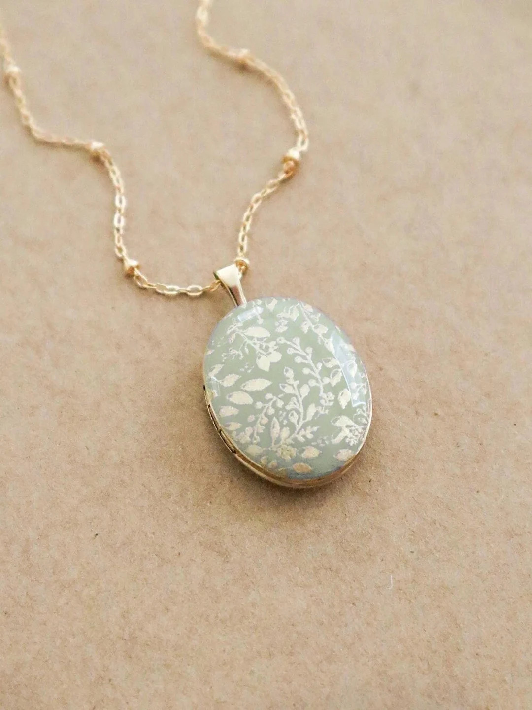Gold Leaf Enamel Locket Flower Jewelry - Locket Necklace With Photo - Etsy | Etsy (US)