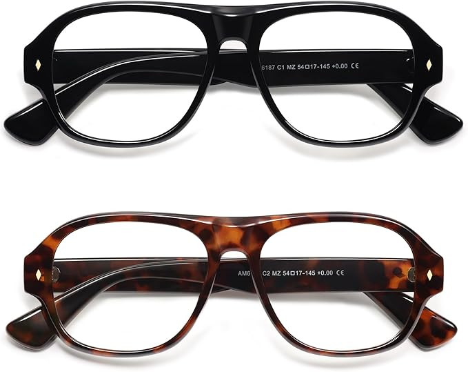 AMOMOMA 2 Pack Retro Square Aviator Reading Glasses for Women Men,Blue Light Pilot Computer Reade... | Amazon (US)
