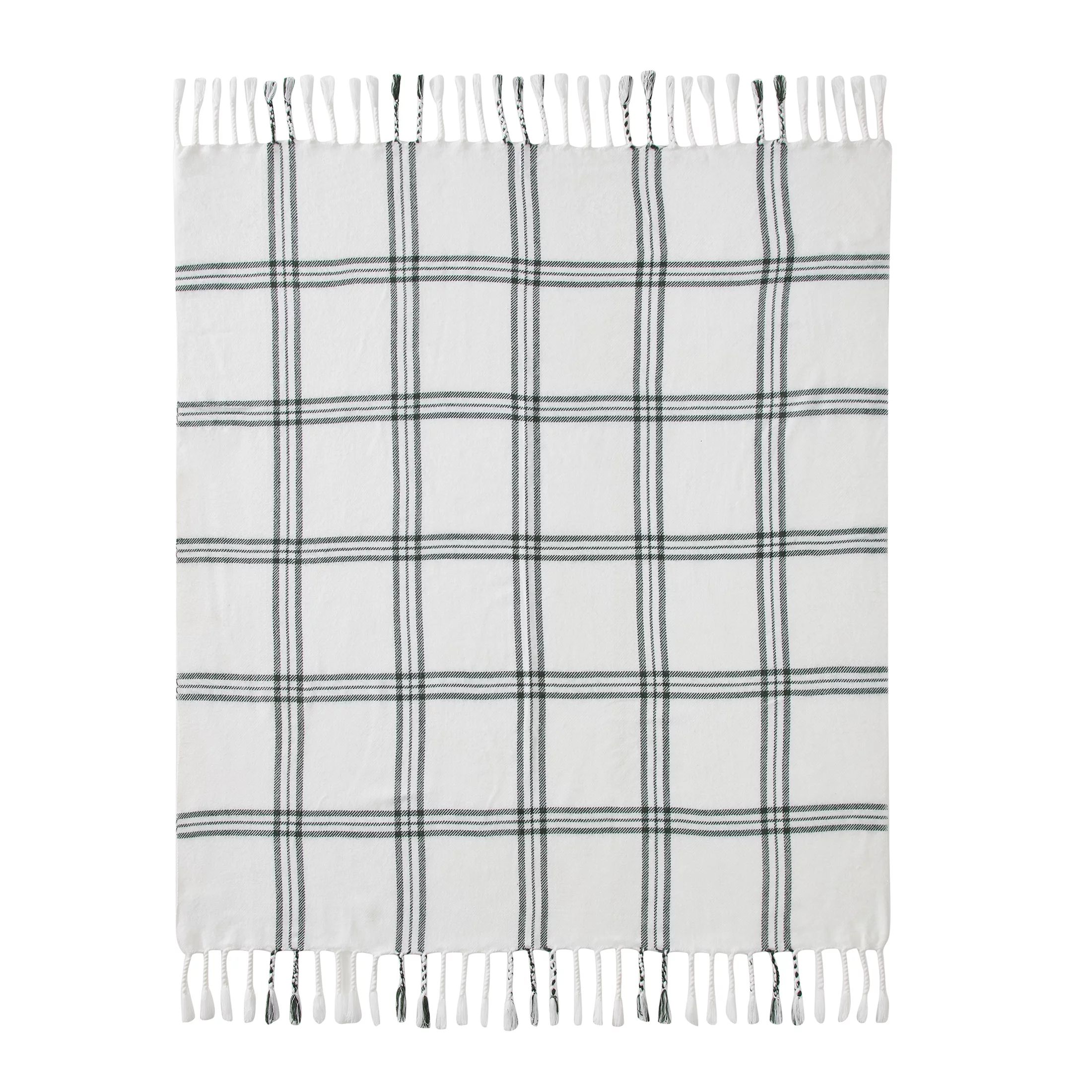 My Texas House Tatum Plaid Cotton/Acrylic Throw, 50"x 60", Green/White - Walmart.com | Walmart (US)