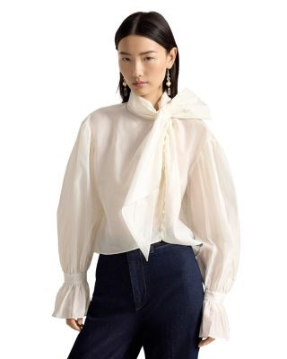 Tie Bow Cotton & Silk Organdy Shirt | Bloomingdale's (US)