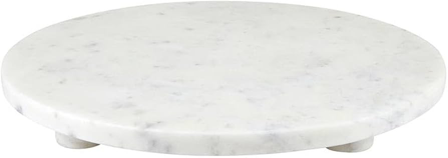 Santa Barbara Design Studio Marble Serving Board Strong Stone Round Footed Tray, 12" Diameter, Wh... | Amazon (US)