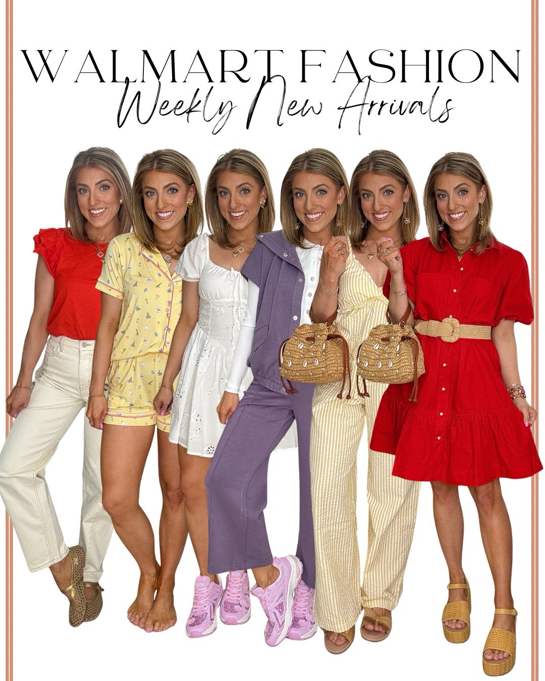 Walmart fashion weekly new arrivals and I’m honestly obsessed 🤍🙌 So many cute, affordable pieces that look and feel SO much more expensive!

From bright spring tops and easy everyday denim to the prettiest dresses, comfy matching sets, striped jumpsuits, classic shorts, and fun pops of color — this week’s Walmart finds are GOOD 👏 Think feminine details, flattering fits, soft fabrics, and styles you can wear now into spring and summer.

I’m loving:
❤️ Bold red dresses
💛 Sunny yellow tops
🤍 Classic white eyelet + striped midi dresses
💙 Easy denim shorts + everyday basics
🌸 Colorful floral dresses
👟 Comfy sneakers, sandals & woven bags to finish the look

Everything is budget-friendly, easy to mix and match, and perfect for mom life, errands, travel days, brunch, or spring events. Walmart fashion just keeps getting better and better!

All linked in my LTK 💕

#walmartfashion #walmartnewarrivals #walmartstyle #springfashion #affordablefashion #budgetfriendlystyle #walmartfinds #everydaystyle #momstyle #casualchic #springoutfits #walmarthaul