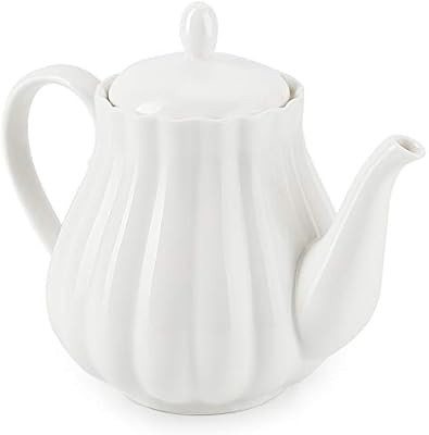 Sweese 222.101 Ceramic Teapot Pumpkin Fluted Shape, White - 28 Ounce | Amazon (US)