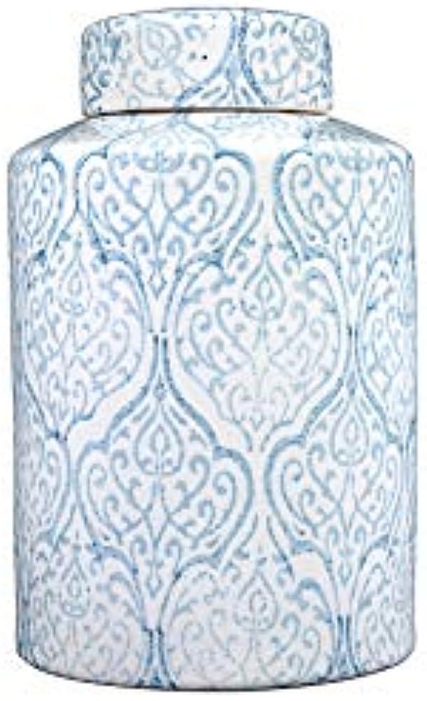 Creative Co-Op Blue & White Decorative Ginger Jar with Lid | Amazon (US)