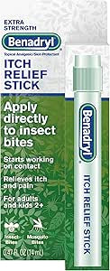Benadryl Extra Strength Itch Relief Stick, Topical Analgesic for Pain & Itch, 0.47 fl. oz (Pack o... | Amazon (US)