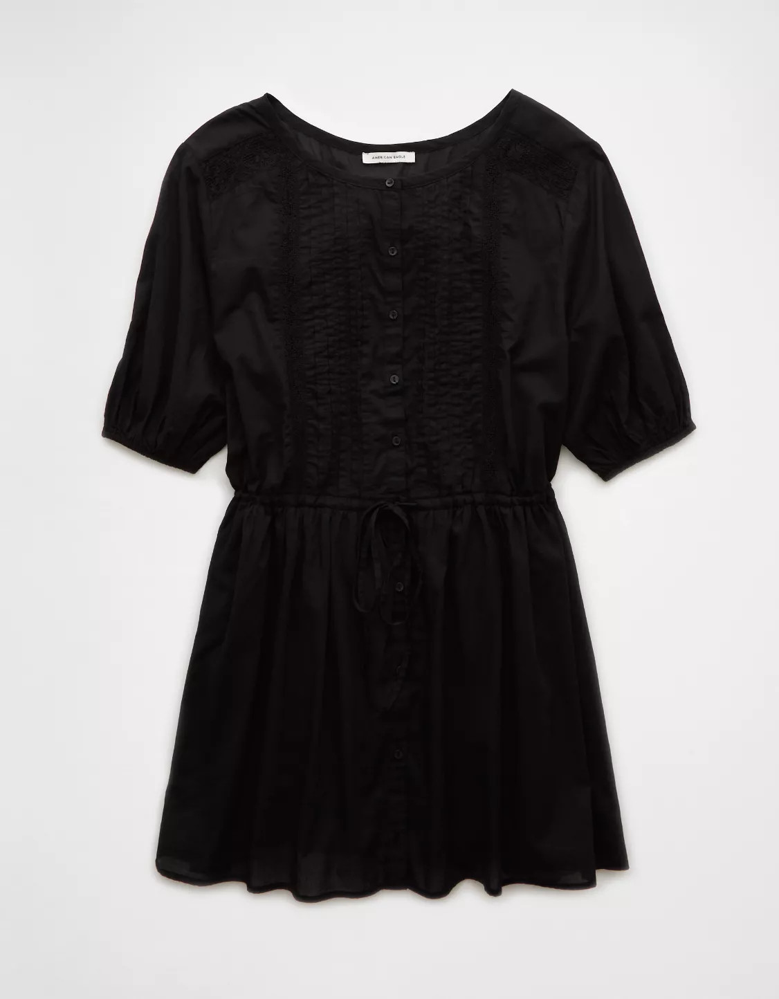 AE Button Front Tie Waist Mini Dress | American Eagle Outfitters (US & CA)