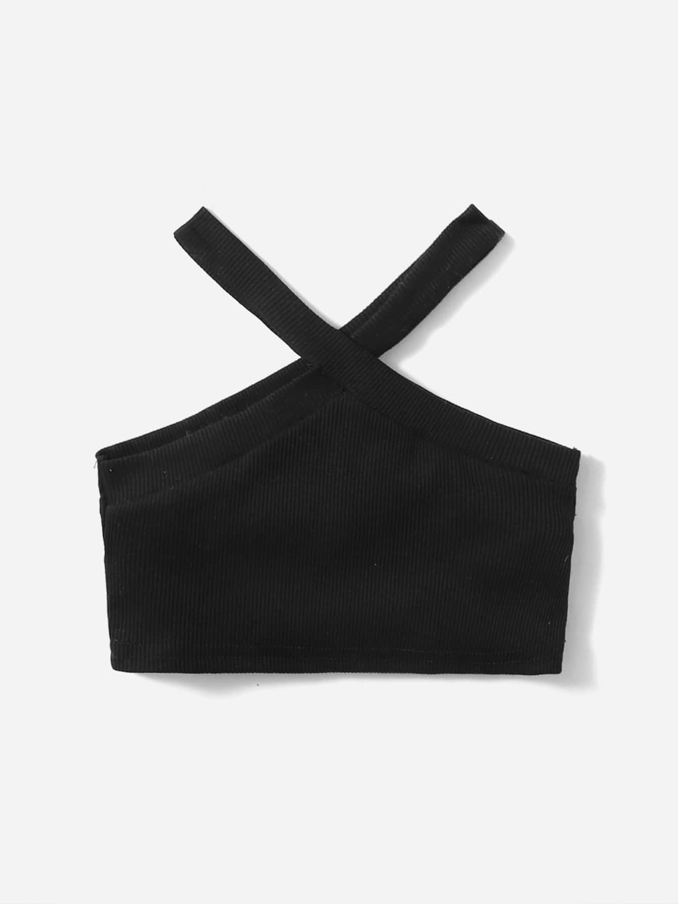 SHEIN BASICS Baby Solid Ribbed Knit Halter Top | SHEIN