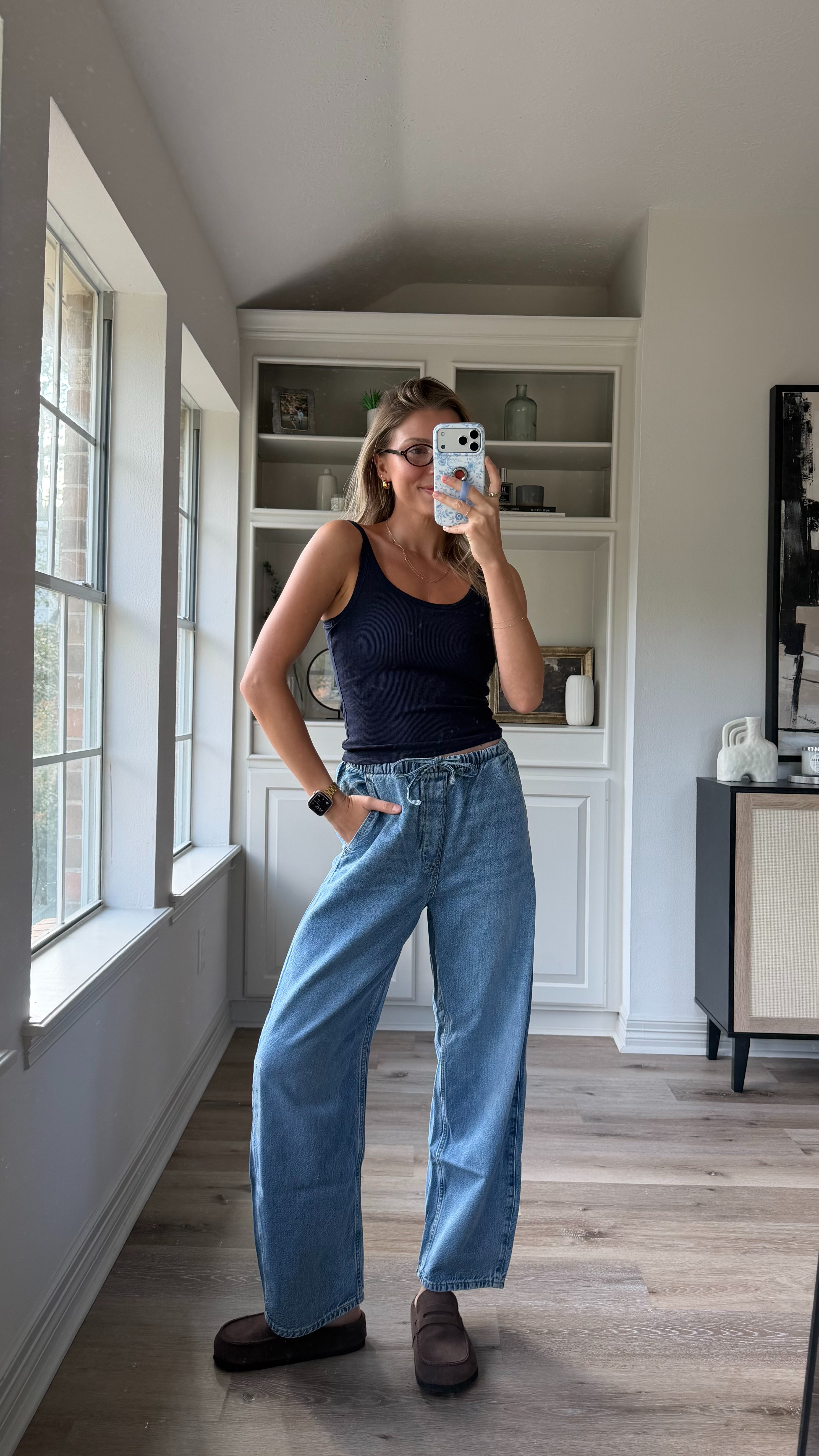 Drawstring baggy jeans! Wearing size small, I'm 5'7 for reference  

 #LTKootd #LTKTall