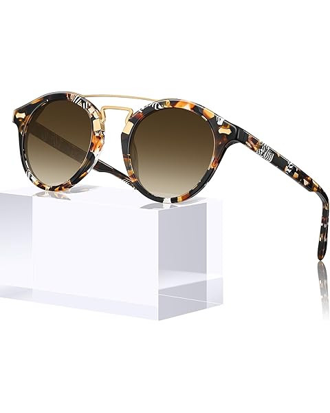 CARFIA Small Face Acetate Polarized Sunglasses for Women UV Protection, Retro Double Bridge Eyewe... | Amazon (US)