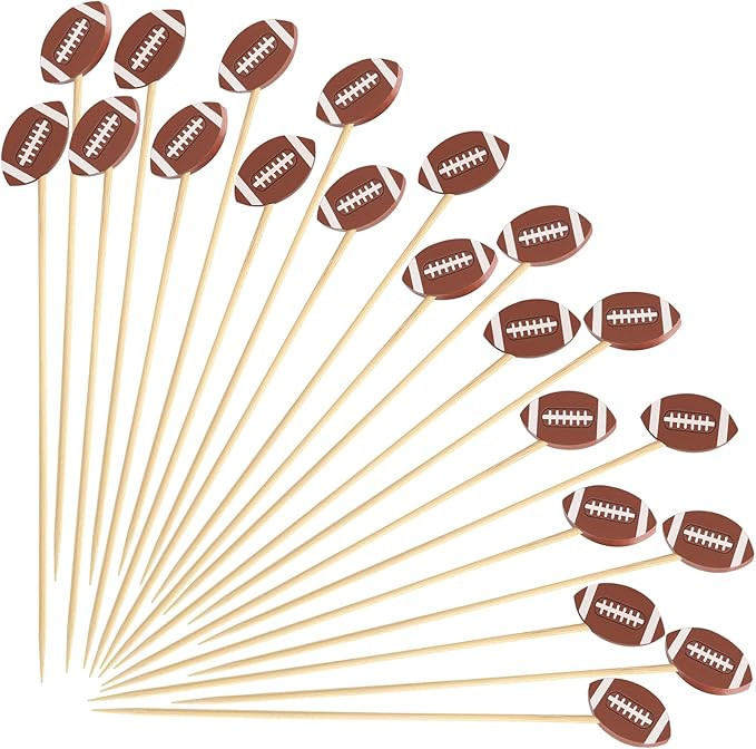 100 Football Cocktail Picks, Decorative Fancy Toothpicks for Appetizers Drinks Fruit Food, 4.7 IN... | Amazon (US)