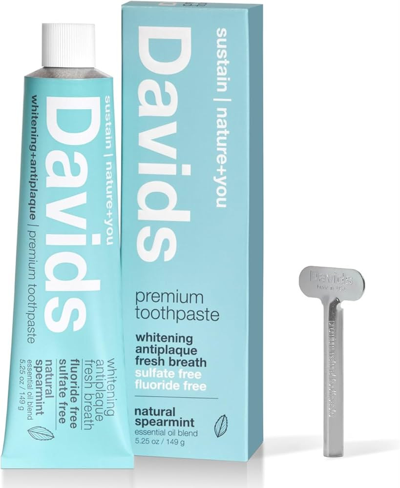 Davids Fluoride Free Whitening & Antiplaque Toothpaste, Natural Spearmint, Mouth & Gum Detox, SLS... | Amazon (US)