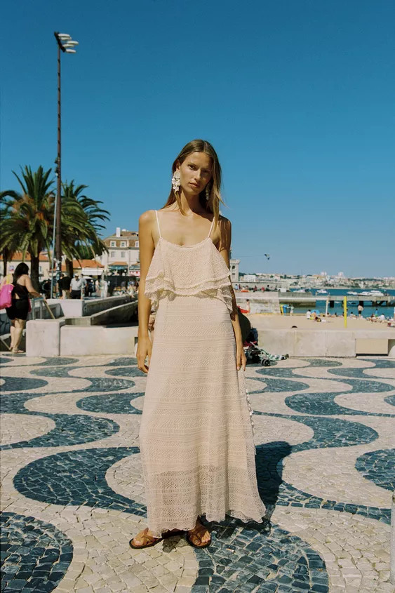 POINTELLE KNIT RUFFLED DRESS | Zara US