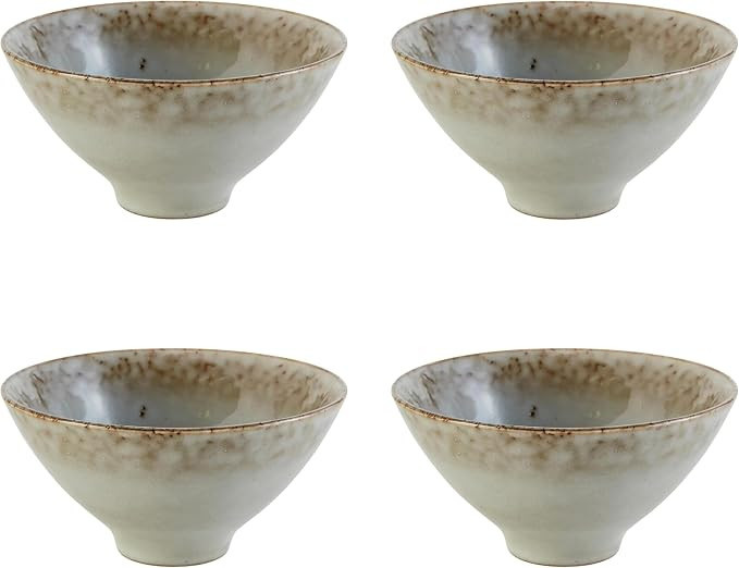 47th & Main Set of 4 Glazed Ceramic Bowls, 5.5" Diameter x 2.75" Tall, Sand | Amazon (US)