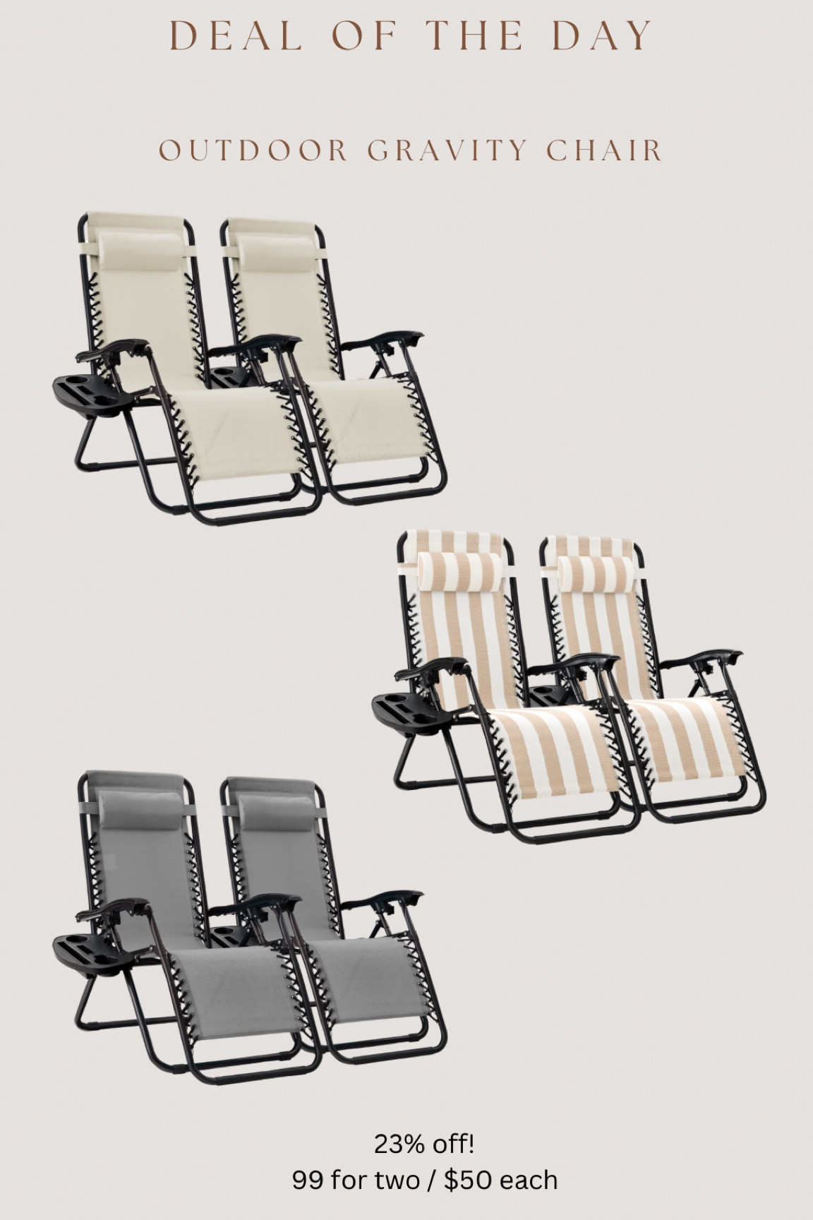 Just found these highly rated outdoor gravity chairs on sale! Only $50 each! Lots of color options available 

#LTKHome #LTKSummerSales #LTKFindsUnder50