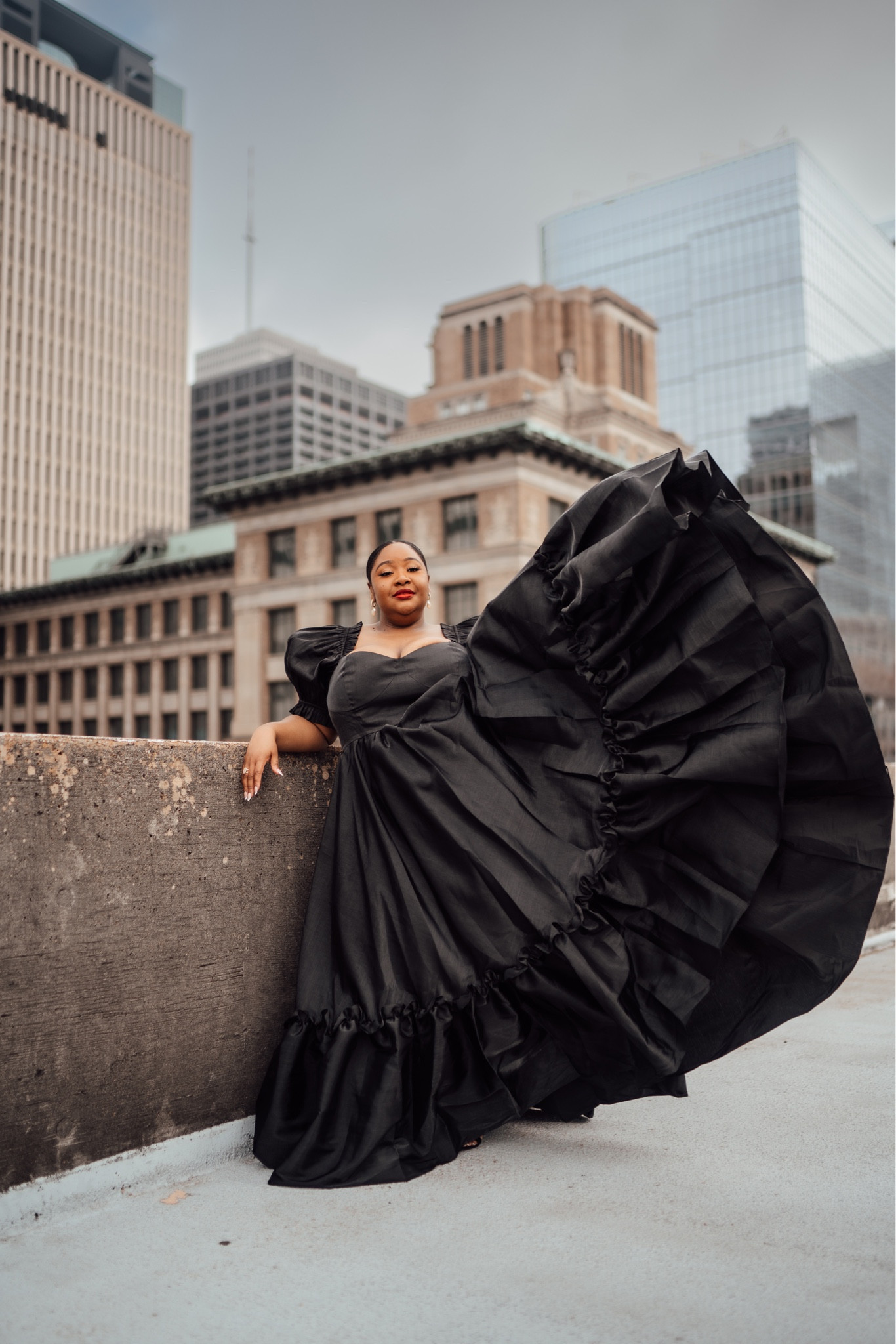 6x bridesmaid dresses LD-I {A Little Shine} Black Ruffle Chiffon Gown EXTENDED PLUS SIZE 6X –  Curvy Boutique Plus Size Clothing main image 1