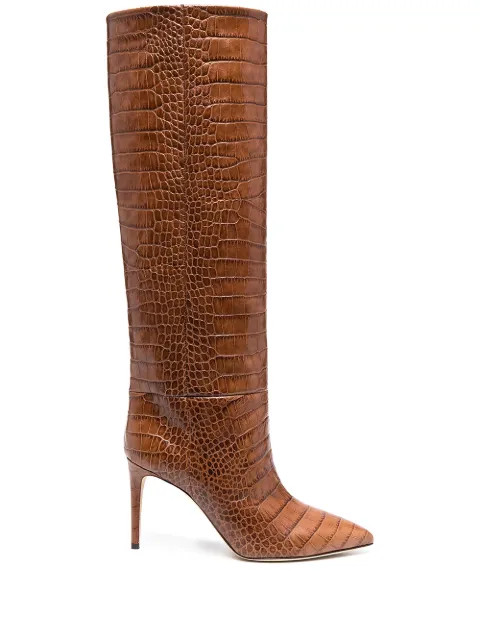 crocodile embossed knee-high boots | Farfetch (US)