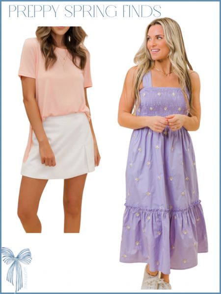 Preppy spring finds! Check out these cute preppy fashion outfit finds for spring 2023 💐 and scroll through all of my other preppy spring finds to create your dream wardrobe this season 💛

White skort for day to day use this spring! And purple floral embroidered smocked midi dress 

#LTKFind #LTKSale #LTKunder50