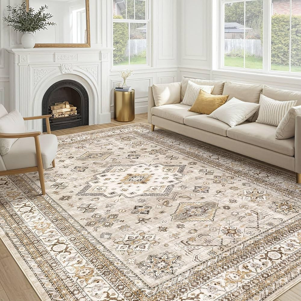 Area Rug 10x14 Living Room Bedroom Oriental Traditional Farmhouse Beige | Amazon (US)