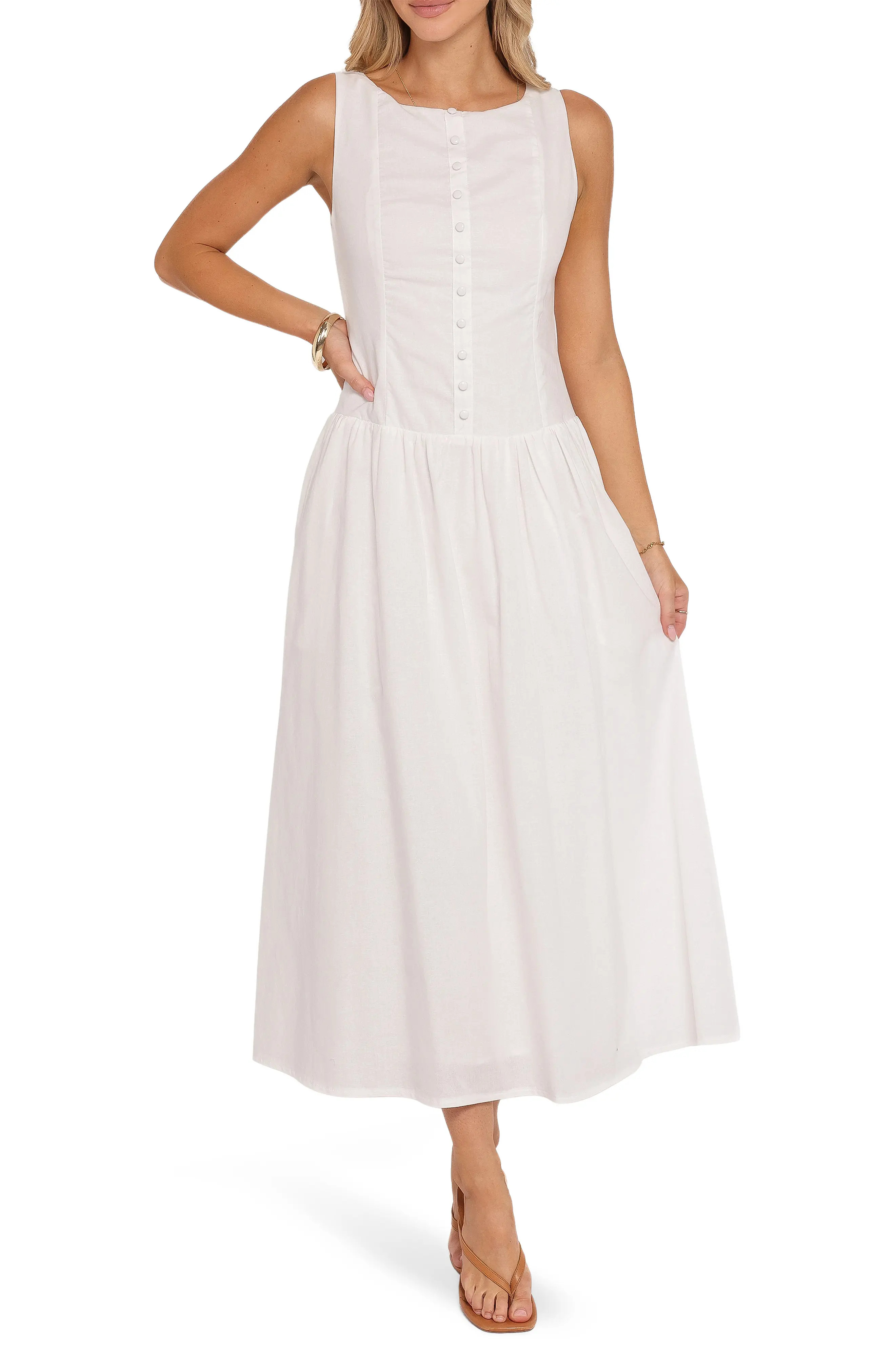 Petal & Pup Evie Cotton & Linen Buttoned Maxi Dress (Women) | Nordstrom | Nordstrom