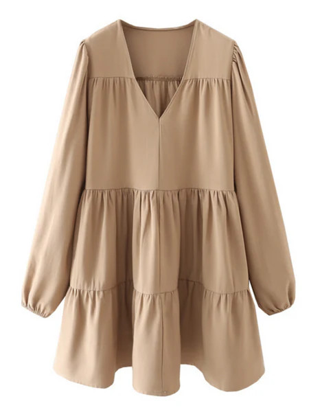 'Norine' V-neck Layered Flare Dress | Goodnight Macaroon