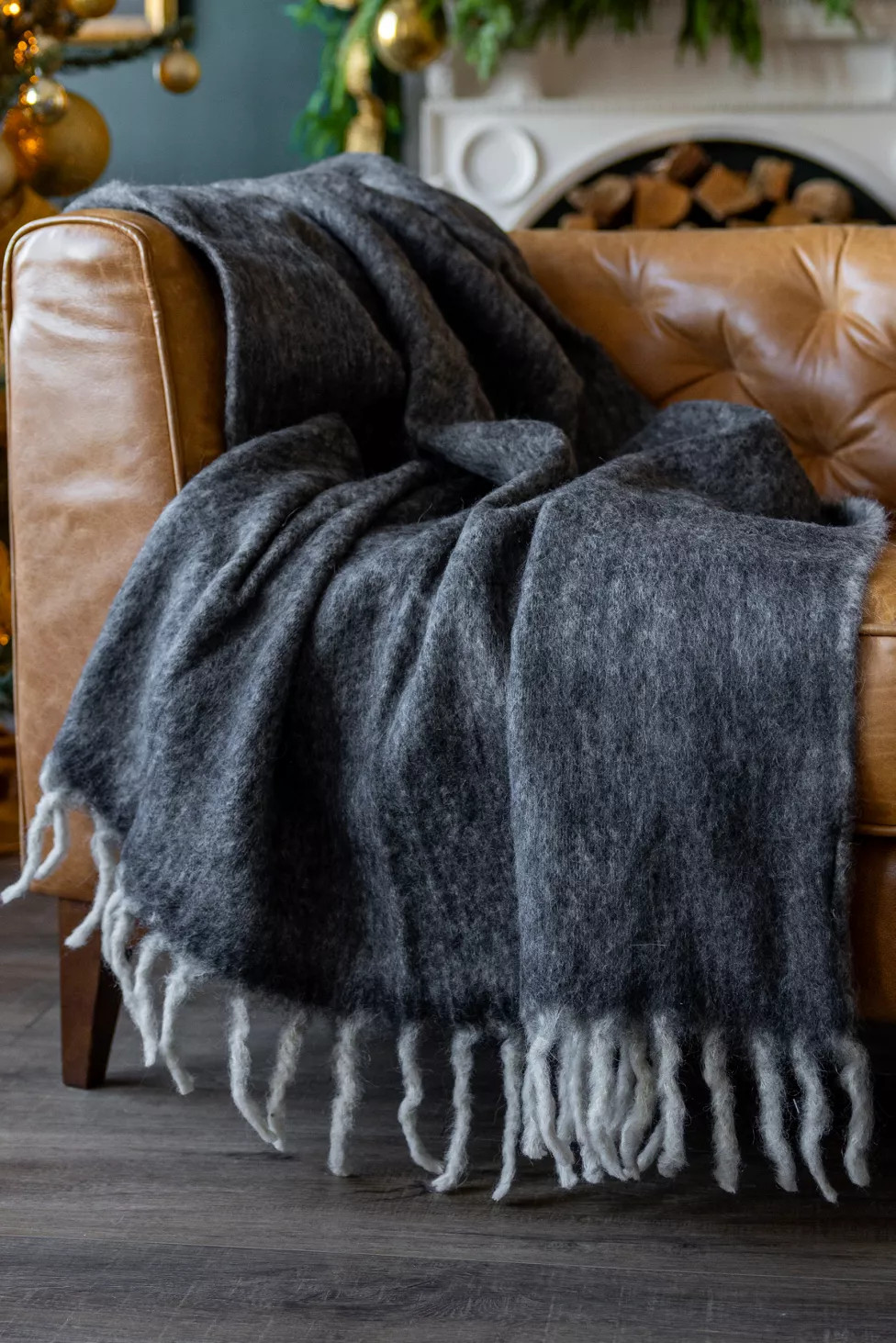YaYa & Co. Gal Organic Brushed Wool Tassel Throw Blanket | Urban Outfitters (US and RoW)