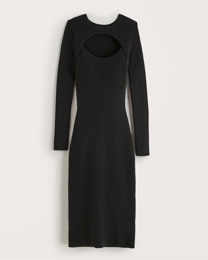 Long-Sleeve Cutout Midi Sweater Dress | Abercrombie & Fitch (US)