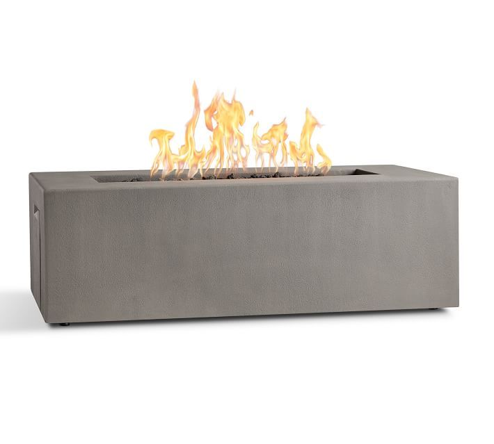 Abbott Concrete 60" x 30" Rectangular Natural Gas Fire Pit Table | Pottery Barn (US)