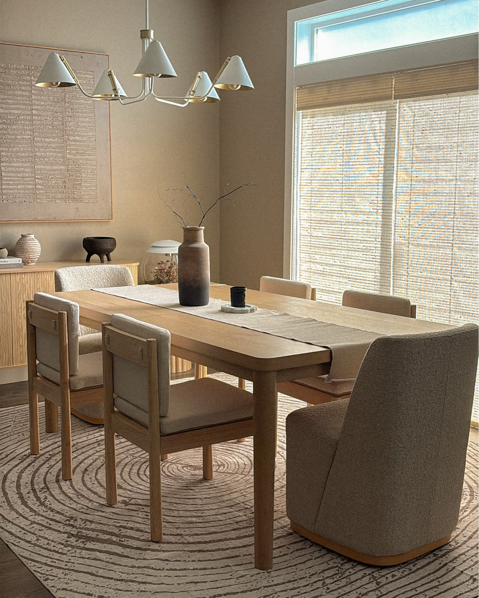 Adding a touch of art to everyday life ✨ This abstract rug effortlessly elevates our neutral space—soft, modern, and oh-so-inviting.

#AbstractRug #NeutralHome #DiningStyle #HomeDecorInspo #ModernInteriors #CozyCorners #InteriorStyling #LayeredTextures #StatementRug

#LTKVideo #LTKsalealert #LTKhome