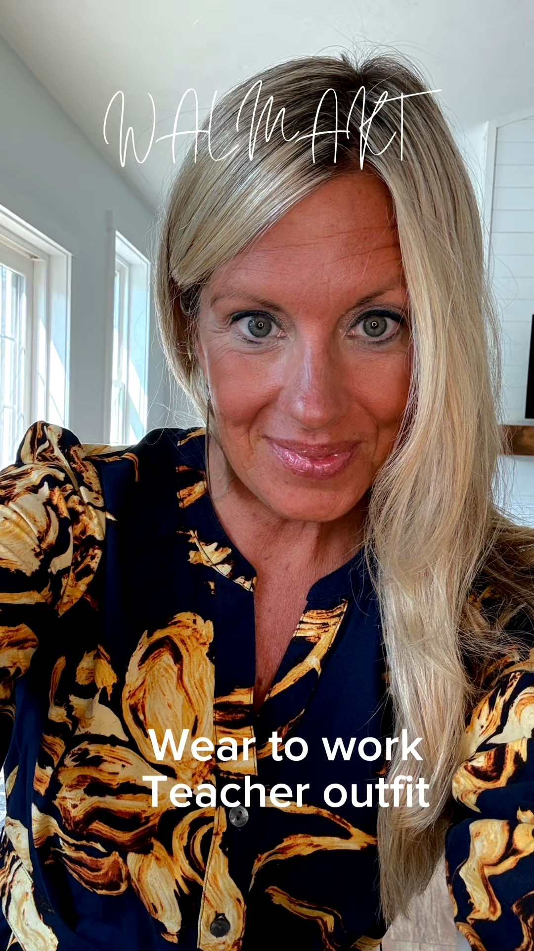 Teacher Outfit Look- this adorable dress is a Walmart find.   Lightweight and perfect for transitioning from Summer to Fall.  Accent with gold accessories to complete the look.  @Walmart#teacheroutfitinspo#teacherstyle 

#LTKautumn #LTKWorkwear #LTKFindsUnder50