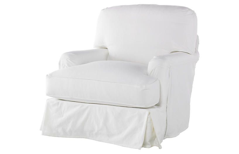 Caroline Swivel Chair, White | One Kings Lane