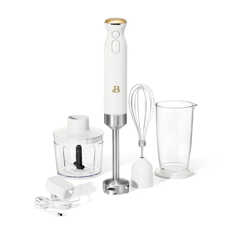 Beautiful Cordless Immersion Blender with Chopper, Whisk & Measuring Cup, White Icing by Drew Bar... | Walmart (US)