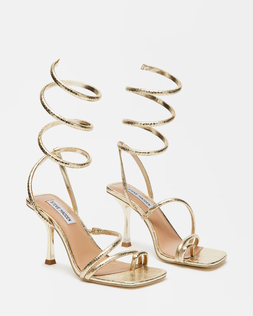 SHANTELLE Gold Snake Strappy Heel | Women's Heels | Steve Madden (US)