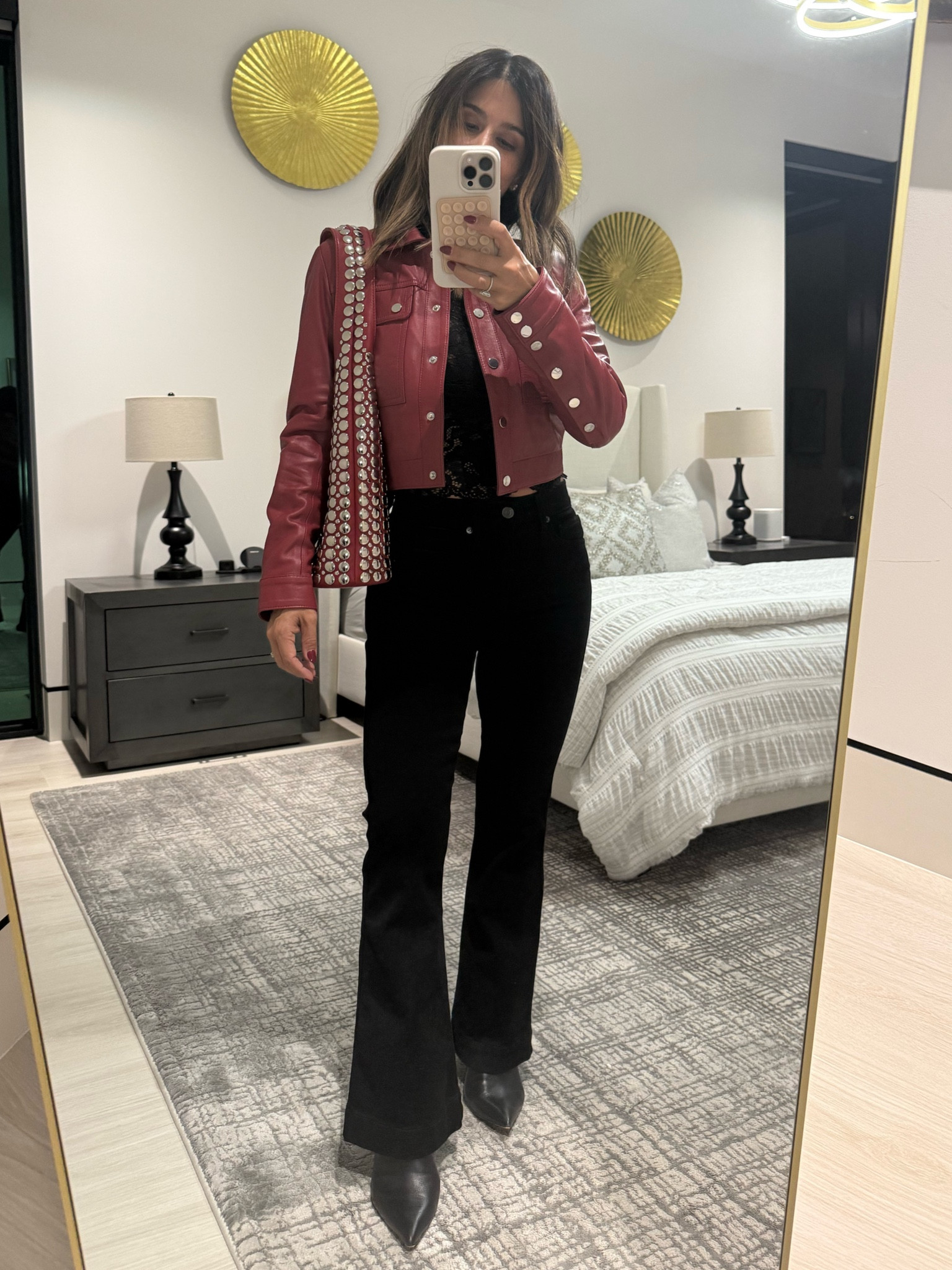 All black and the it color burgundy